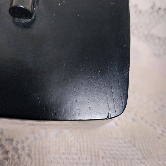 Japanese Cherry Blossom Maple Leaf Glass Trinket Box Black Lacquer Wooden Lid - Picture 8 of 10